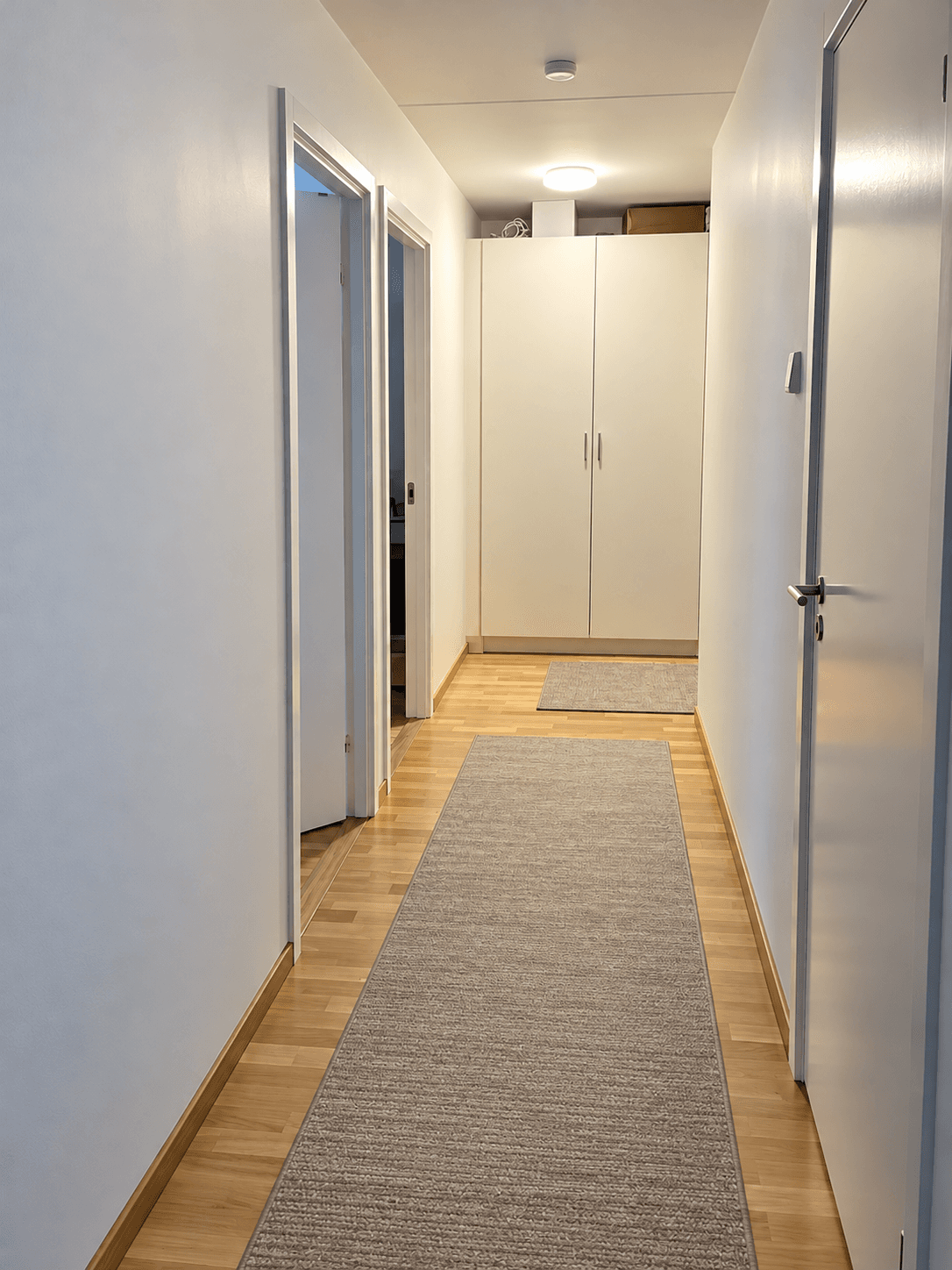 Skandinavisk hall med beige löpare.png